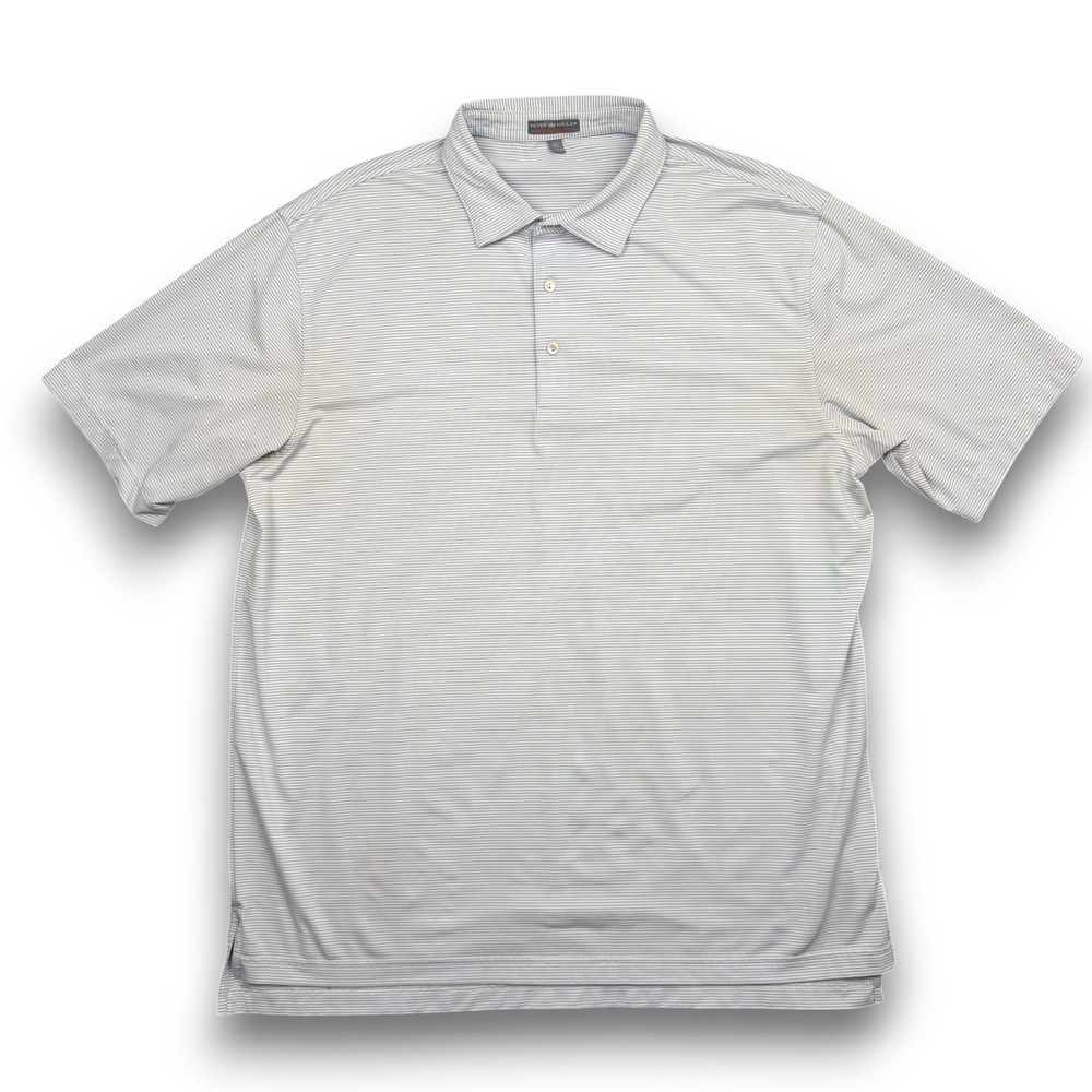 Peter Millar Polo Shirt Men XL Blue Stripe Golf Comfort Short Sleeve Performance - Picture 1 of 12